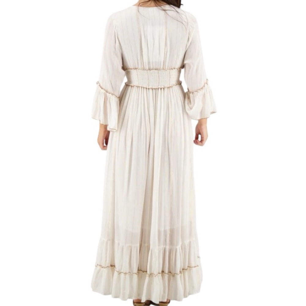 Elegant White and Gold Maxi Dress - Picture 2 of 2